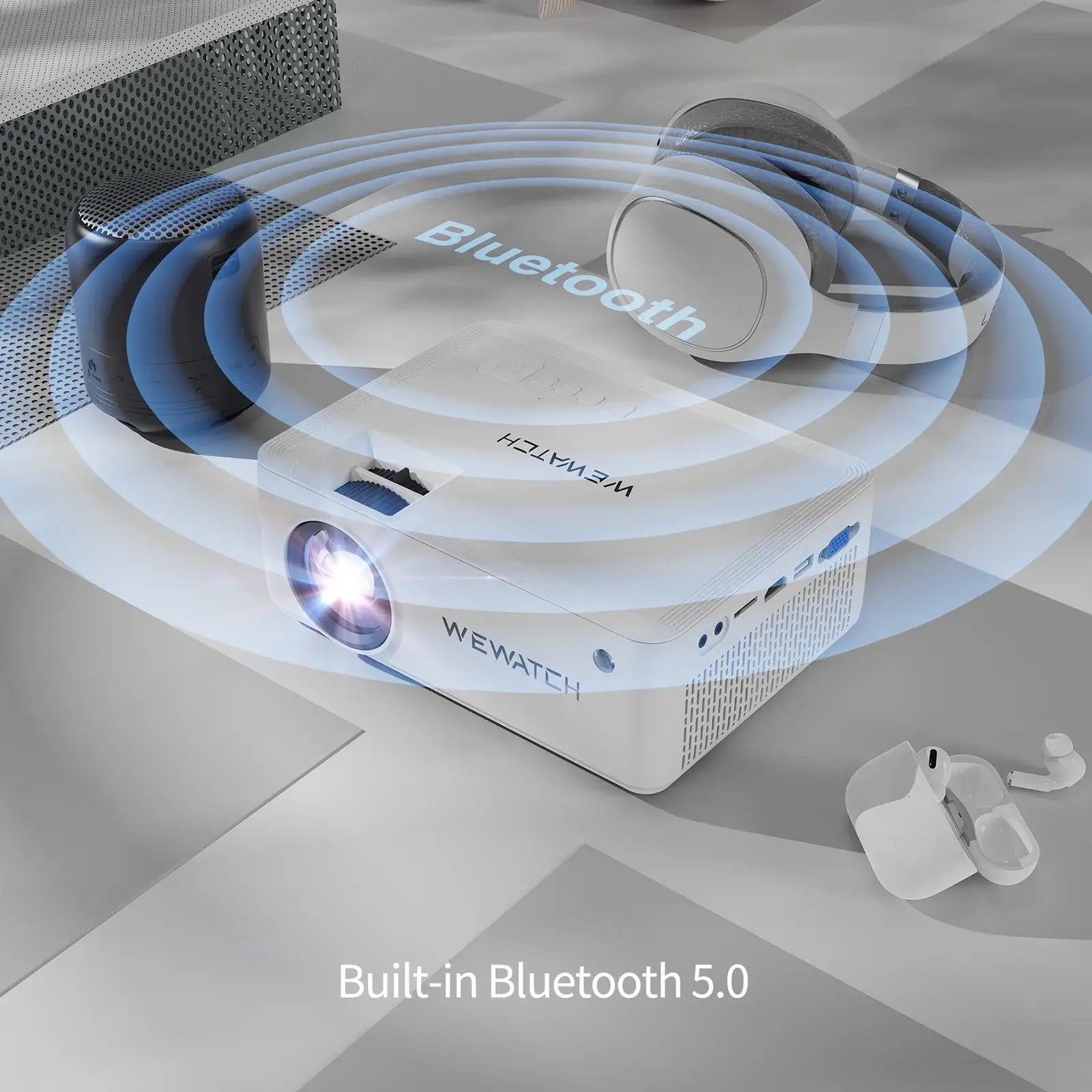 Vidéoprojecteur 5G Wifi Bluetooth, 8500 Lumens Mini Projecteur